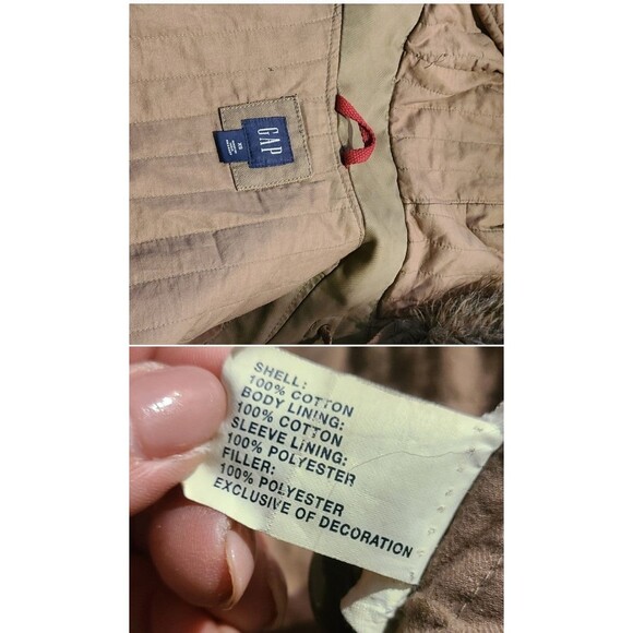 Gap Size XS Tan Brown Heavy Utility Coat with Fur Trim Hood - Picture 5 of 5